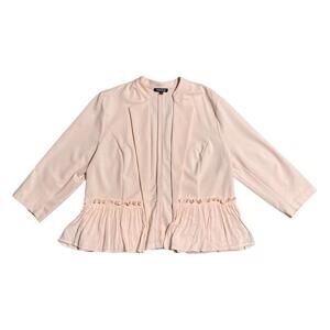 Torrid Blush Pleated Ruffle Blazer Open Front Size 1 Pink Coat Jacket